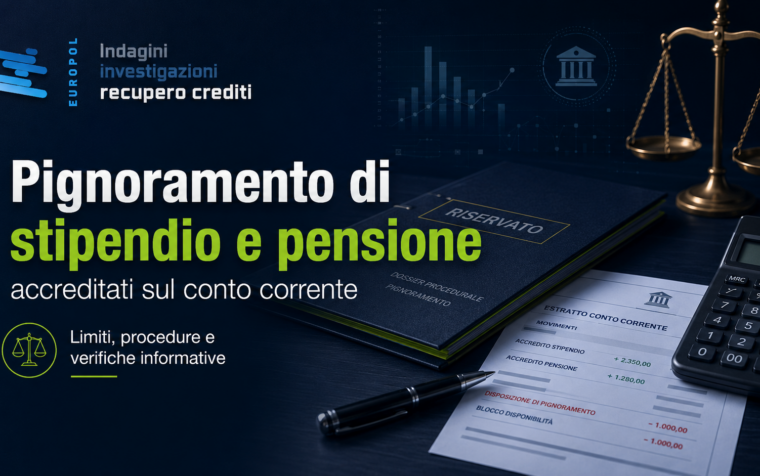 Pignoramento stipendio e pensione sul conto corrente